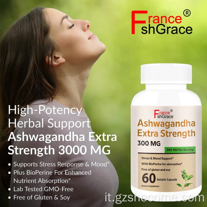 Supplemento di Ashwagandha biologico per gli adulti Stress Sollieve